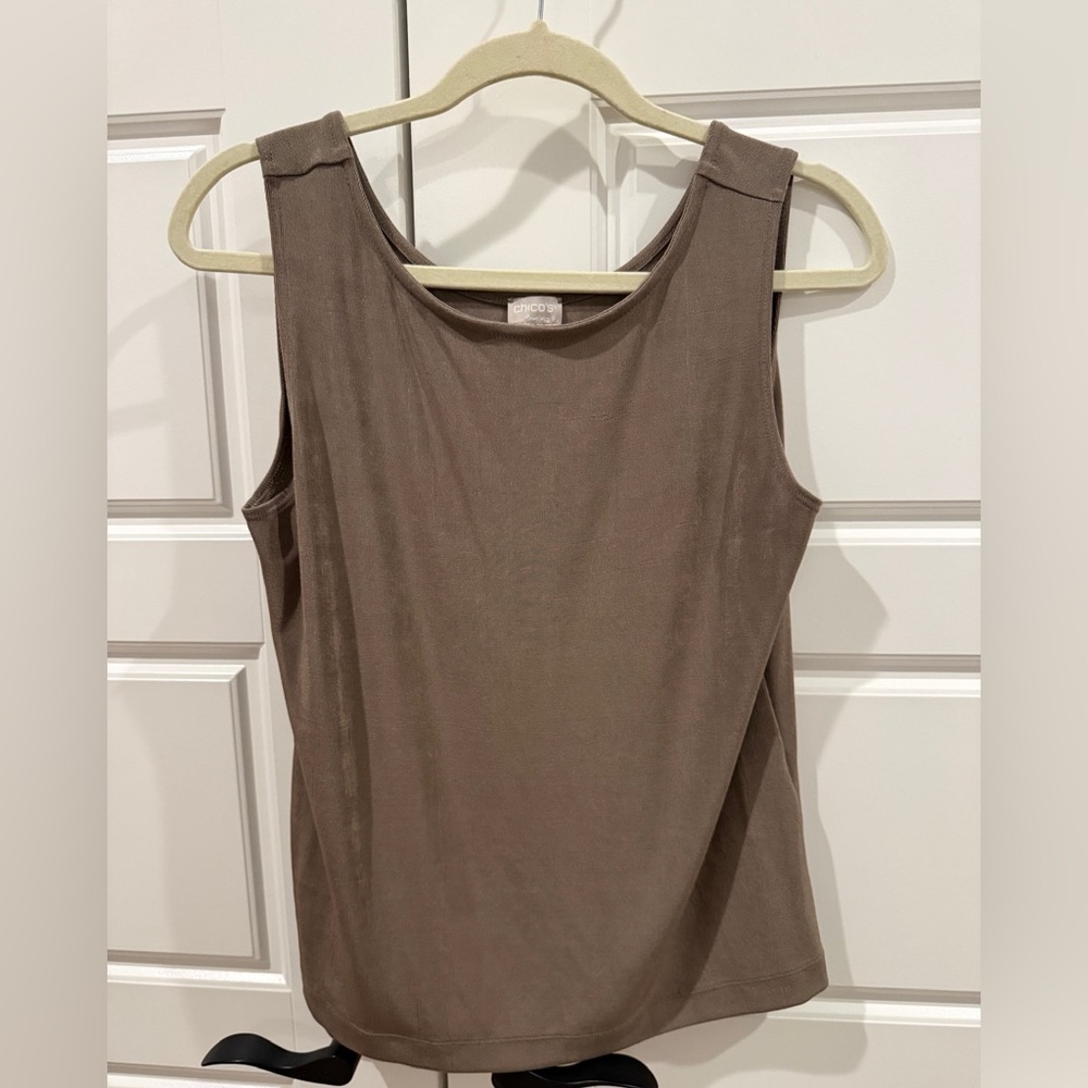 Chico's Taupe Wide-Strap Scoop Neck Tank